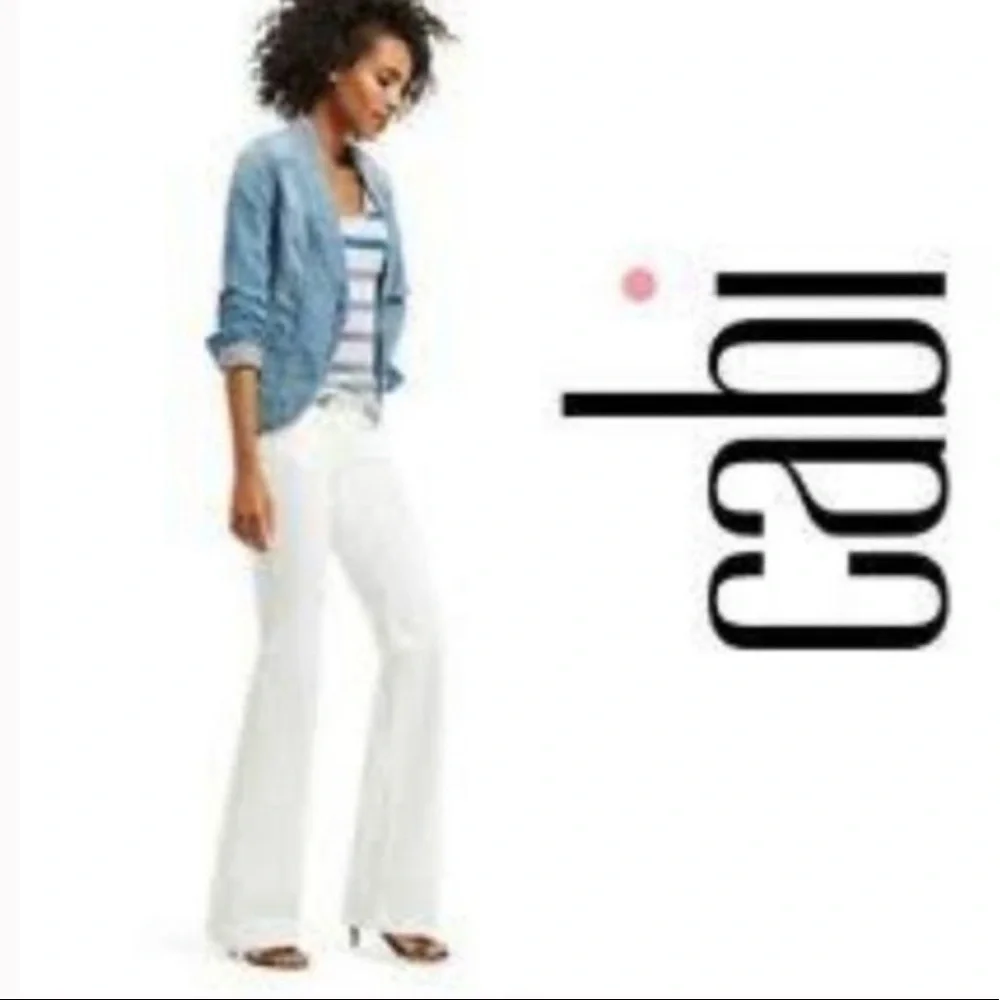 CAbi White Denim Flare Jeans - Picture 1 of 8
